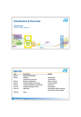 Introduction & Overview Agenda