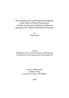 Social Media and Youth Political Participation at the Time of Political