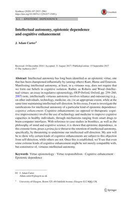 Intellectual Autonomy, Epistemic Dependence and Cognitive Enhancement