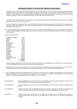 Revenue Budget & Statutory Resolution 2020-21, 20/02/2020