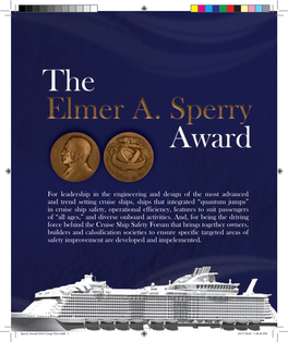 Sperry Award 2016 Comp New.Indd 1 10/17/2016 1:38:46 PM Presentation of the Elmer A