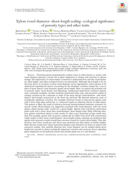 Xylem Vessel‐Diameter–Shoot‐Length Scaling: Ecological Significance Of