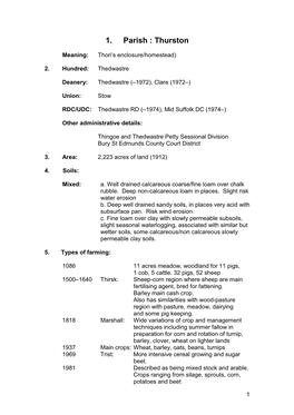 1. Parish : Thurston