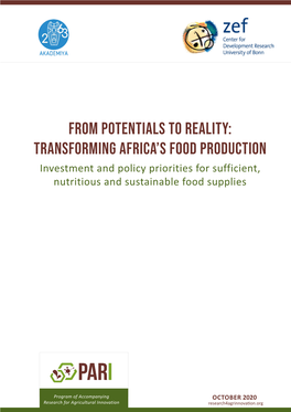 From Potentials to Reality: Transforming Africa's Food