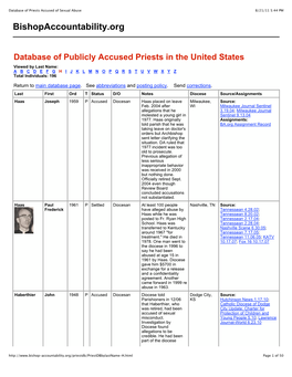Database of Priests Accused of Sexual Abuse 8/21/11 5:44 PM