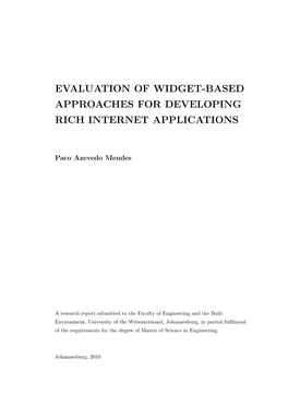 Evaluation of Widget-Based Approaches for Developing Rich Internet Applications