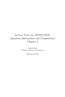 Quantum Information and Computation Chapter 5