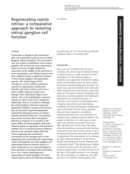 A Comparative Approach to Restoring Retinal Ganglion Cell Function