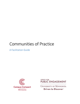 Communities of Practice: a Facilitation Guide