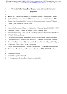 The LEAFY Floral Regulator Displays Pioneer Transcription Factor Properties