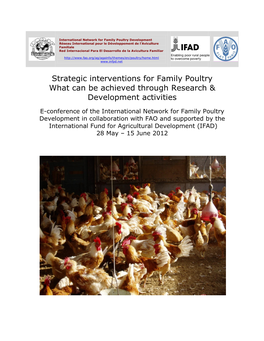 Strategic Interventions for Family Poultry What Can Be Achieved Through Research & Development Activities