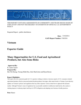 Many Opportunities for U.S. Food and Agricultural Products, but Also