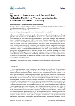 Agricultural Investments and Farmer-Fulani Pastoralist Conflict in West African Drylands