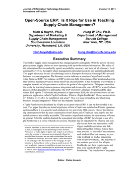 Open-Source ERP: Is It Ripe for Use in Teaching Supply Chain Management?