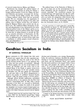 Gandhian Socialism in India