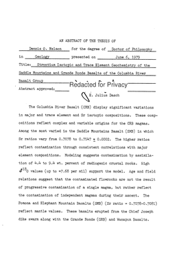 Strontium Isotopic and Trace Element Geochemistry of the Saddle Mountains and Grande Ronde Basalts Ofthe Columbia River Basalt Group