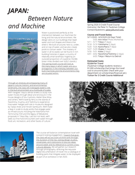 Between Nature and Machine Map of Course Destinations