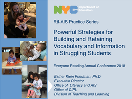 Powerful Strategies for Building and Retaining Vocabulary and Information in Struggling Students