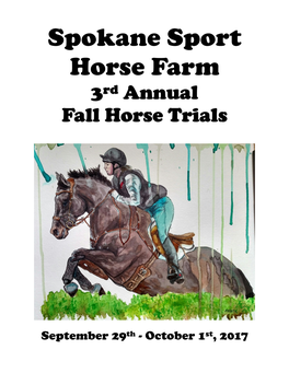 Spokane Sport Horse Farm 3Rd Annual Fall Horse Trials