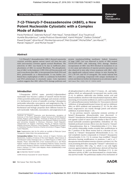 (2-Thienyl)-7-Deazaadenosine (AB61), a New Potent Nucleoside