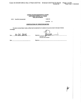 Case 16-34169-Hdh11 Doc 2 Filed 10/27/16 Entered 10/27/16