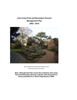 John Innes Park and Recreation Ground Management Plan 2005 - 2010