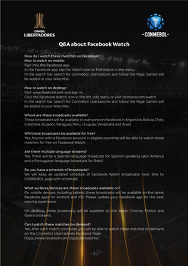 Q&A About Facebook Watch