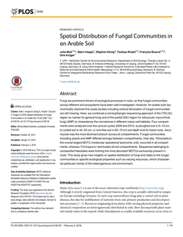 Spatial Distribution of Fungal Communities in an Arable Soil