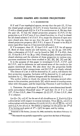 CLOSED GRAPHS and CLOSED PROJECTIONS1 (Y*, Y) Has C.G.P