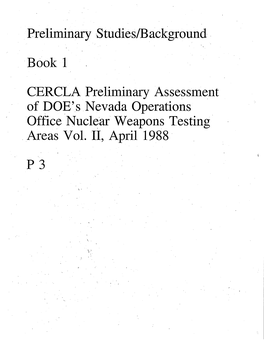 Preliminary S Tudies/B Ackground Book 1 CERCLA Preliminary