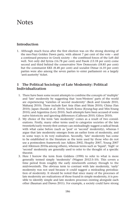 Introduction 1 the Political Sociology of Late Modernity