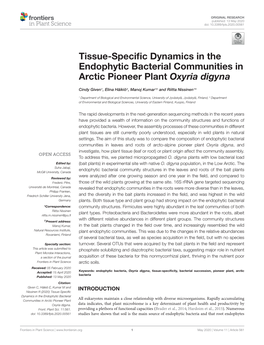 Tissue-Specific Dynamics in the Endophytic Bacterial Communities