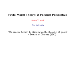 Finite Model Theory: a Personal Perspective