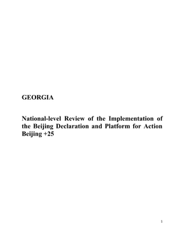 GEORGIA National-Level Review of the Implementation of the Beijing Declaration and Platform for Action Beijing