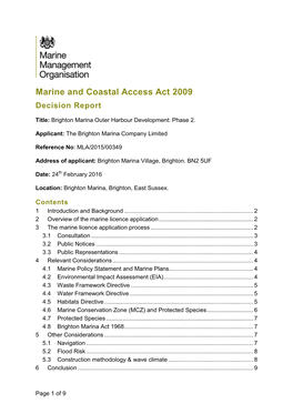 Brighton Marina Decision Report