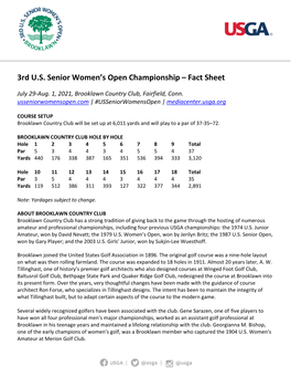 3Rd U.S. Senior Women's Open Championship – Fact Sheet