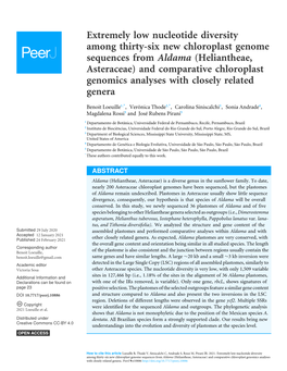 Extremely Low Nucleotide Diversity Among Thirty-Six New Chloroplast Genome Sequences from Aldama (Heliantheae, Asteraceae) and C