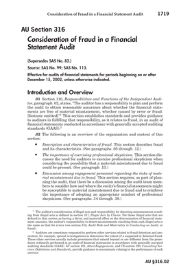 Consideration of Fraud in a Financial Statement Audit 1719