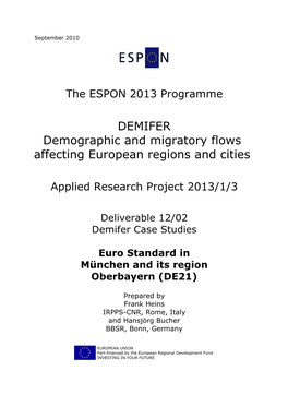 DEMIFER Demographic and Migratory Flows Affecting European Regions and Cities