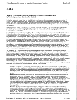 Pattern Language Developed for Learning Communities of Practice Page 1 Of5