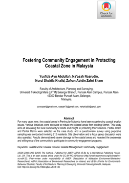 Fostering Community Engagement in Protecting Coastal Zone in Malaysia