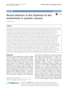 VIEW Open Access Recent Advances in the Treatment of Skin Involvement in Systemic Sclerosis Yoshihide Asano