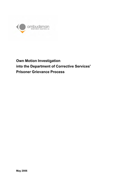 Own Motion Investigation Into the Department of Corrective Services' Prisoner Grievance Process