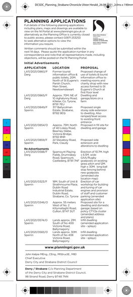 DCSDC Planning Strabane Chronicle Ulster Herald 26.08.2021 2Clms X 190Mm Draft 1.Pdf 1 16/08/2021 18:21:23