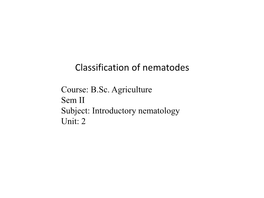 Classification of Nematodes