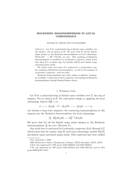 Bockstein Homomorphisms in Local Cohomology