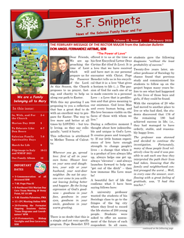 THE FEBRUARY MESSAGE of the RECTOR MAJOR from the Salesian Bulletin