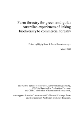 Farm Forestry for Green and Gold: Australian Experiences of Linking Biodiversity to Commercial Forestry