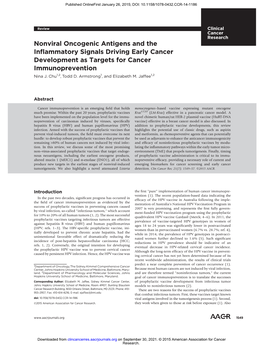 Nonviral Oncogenic Antigens and the Inﬂammatory Signals Driving Early Cancer Development As Targets for Cancer Immunoprevention Nina J