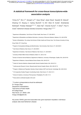 A Statistical Framework for Cross-Tissue Transcriptome-Wide